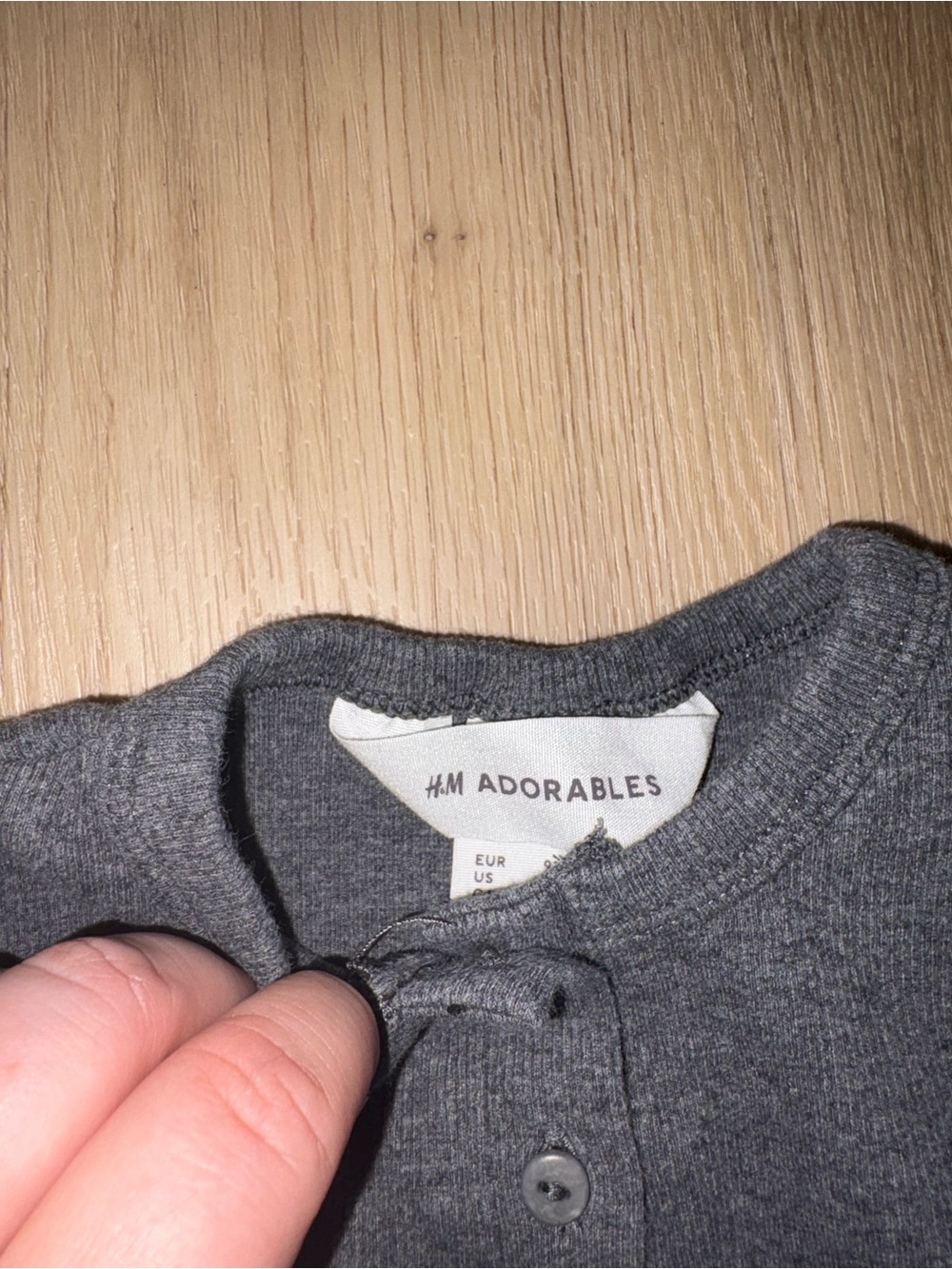 H&M Kids Henley Long Sleeve Tops - Dark Gray & Light Gray - Picture 2 of 3